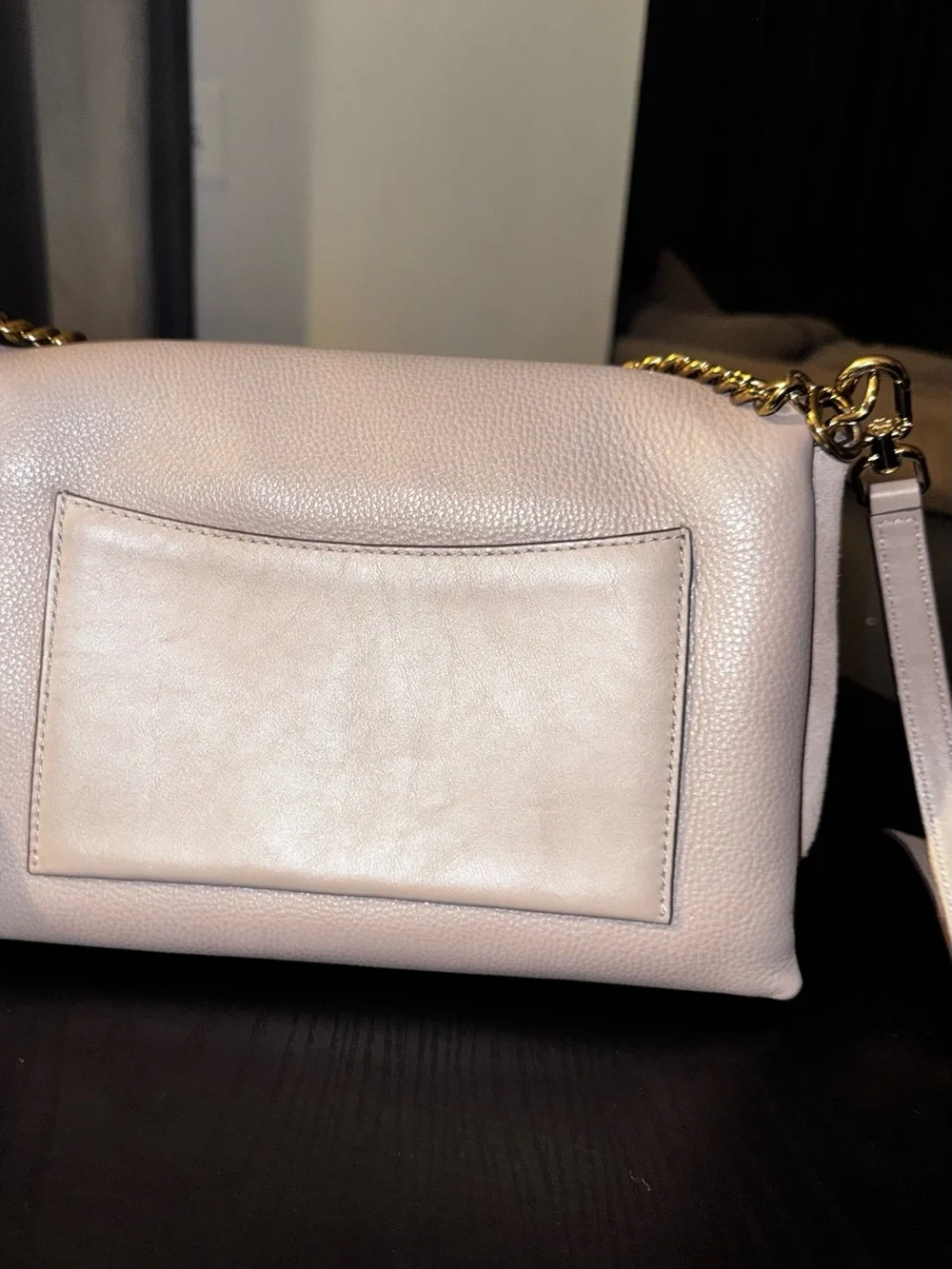 Tory Burch Kira mixed-leather double-strap bag in Grey Heron
